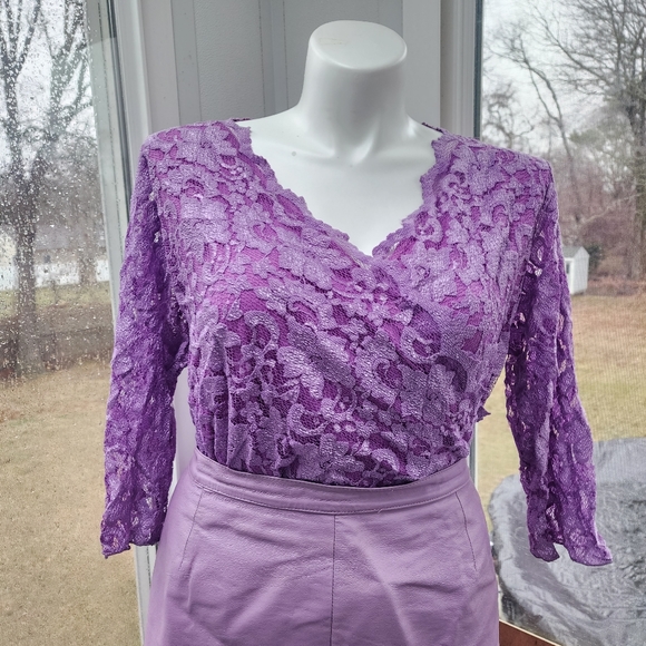 Leather Jacket Roaman’s Leather Lilac Eyelet Blazer & Box Pleated Maxi Skirt Set - Picture 8 of 15